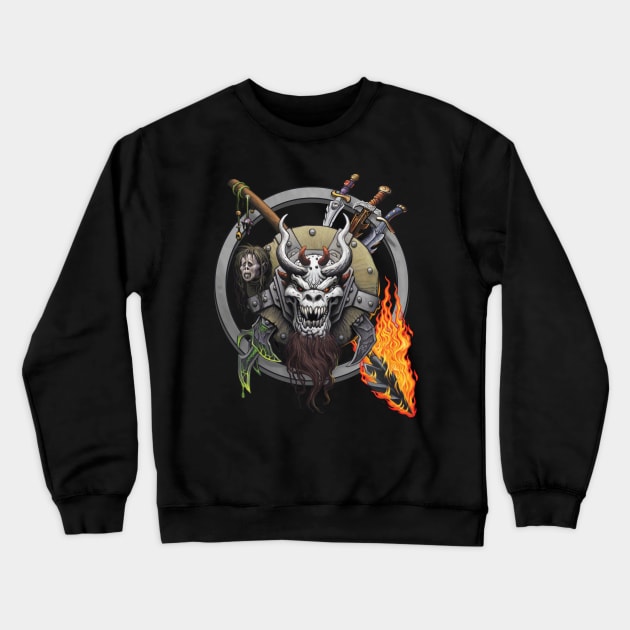 Chaos Shield - Demonskull Crewneck Sweatshirt by BeveridgeArtworx